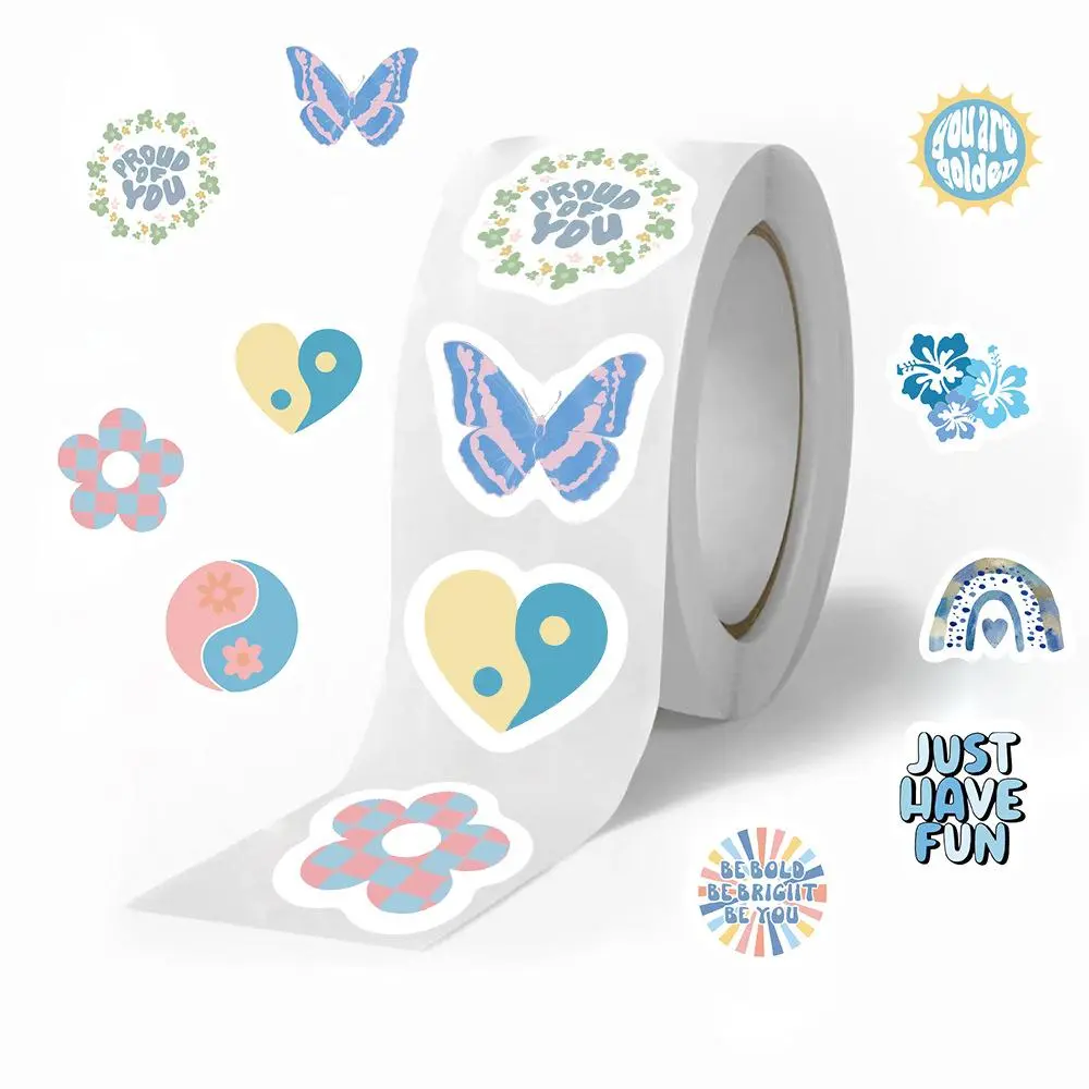 Cheerleading Sticker Roll, 500pcs/roll 10 Styles Cheer Sticker, Envelope Seals, Motivational Positive Sticker for Water Bottle Laptop, Decor