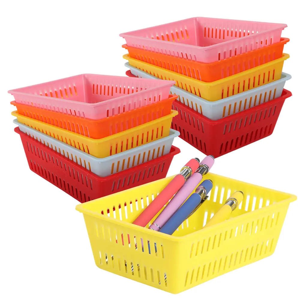10-Piece Plastic Rectangular Mini Storage Bins Set, Colorful Household Indoor Organizer Containers (6.1x4.5x2.4"), Ideal for Home Office Organization - Home Improvement