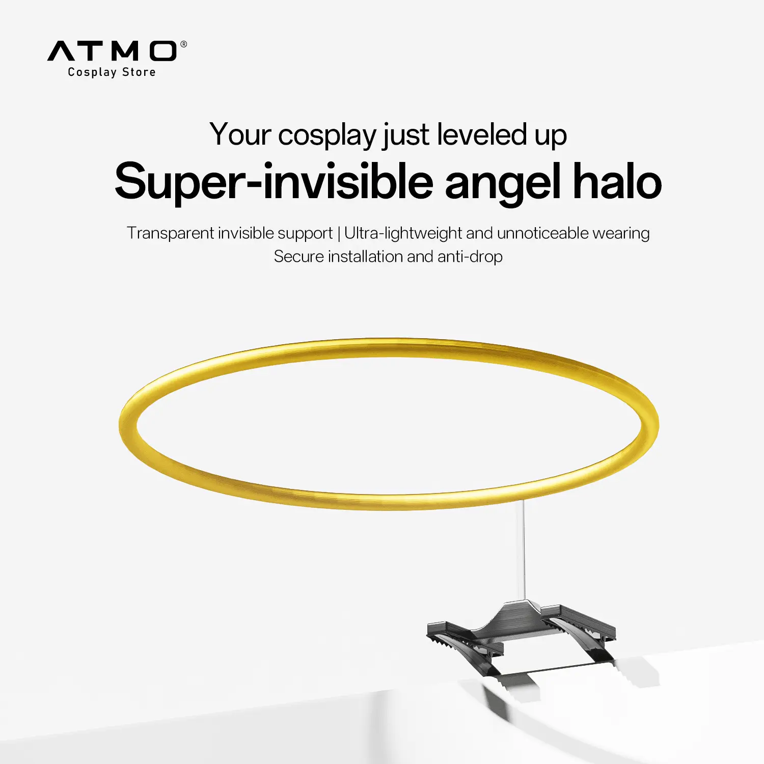 Fancy Golden Angel Halo Hair Accessory, Shimmery Headpiece with Adjustable Invisible String, Durable & Reusable for Parties or Stage Shows