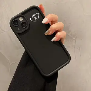 Minimalist Green Maple Leaf Phone Case - Pure Black High-Grade Anti-Drop Soft Shell, Suitable for All Apple Series, Apple Phone Case