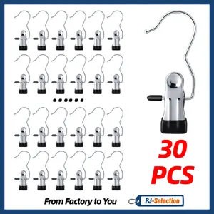 30 Counts Black Anti-Rust Clip Clothespins, Stainless Steel Hanger Ultimate Lightweight Hanging Travel Hanger Organizer for Home & More, Space-Saving Magic Pants Jeans Towels Hats Bags Storage Rack with Laundry Hooks