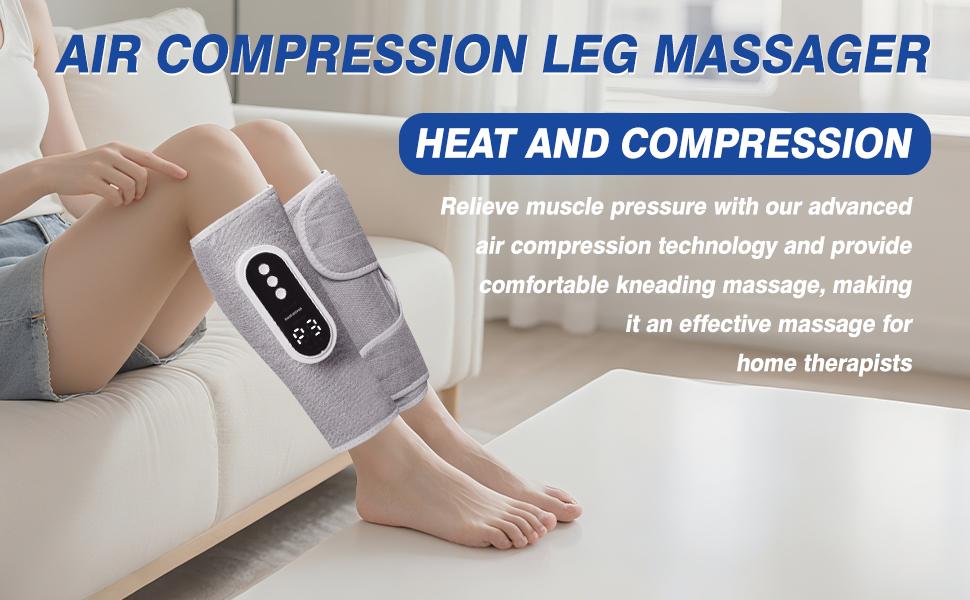 Cordless Leg Massager with Heat and Air Compression, Rechargeable Calf Massager for Daily Relaxation, 3 Modes & Intensities, Gifts for Men, Women, Athletes & Seniors