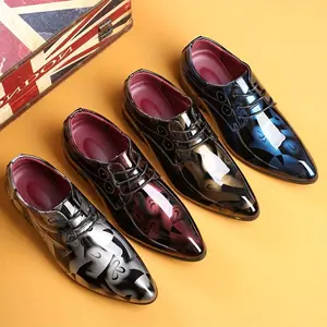 Men's Trendy Cool Flower Print Pointed Toe Business Shoes, Dress Shoes For Party Wedding Banquet Footwear Boy
