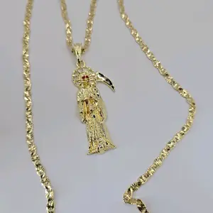 THE GRIM REAPER ref eyes  necklace regular style gold-plated 24"inches beautiful design