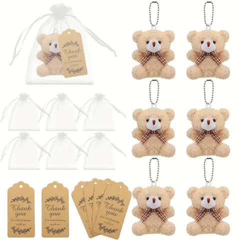 Teddy Bear Plush Doll with Gift Tag, 18pcs/set Cute Bear Doll with Gift Box, Wedding Party Gift, Party Favors for Wedding Birthday, Stuffed Animal
