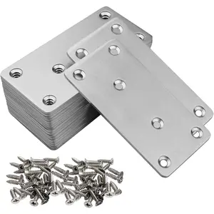 Stainless Steel Mending Joining Plates 3 x 1.5 inch Silver Mending Plates Flat Bracket Mending Plate Metal Straight Brace with Screws for Wood Furniture Cabinet Shelves