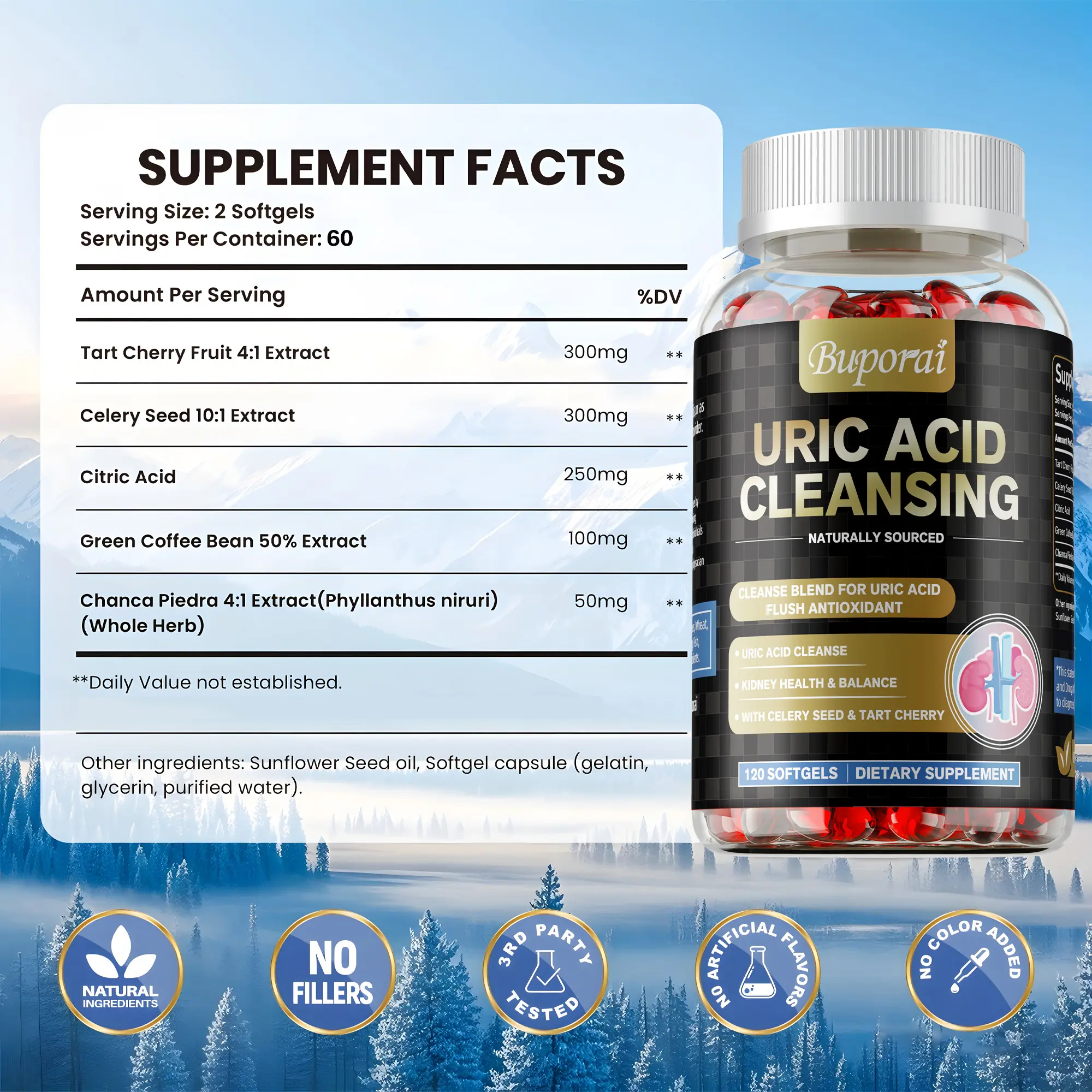 Buporai-Uric Acid Purifying Dietary Supplement Capsules