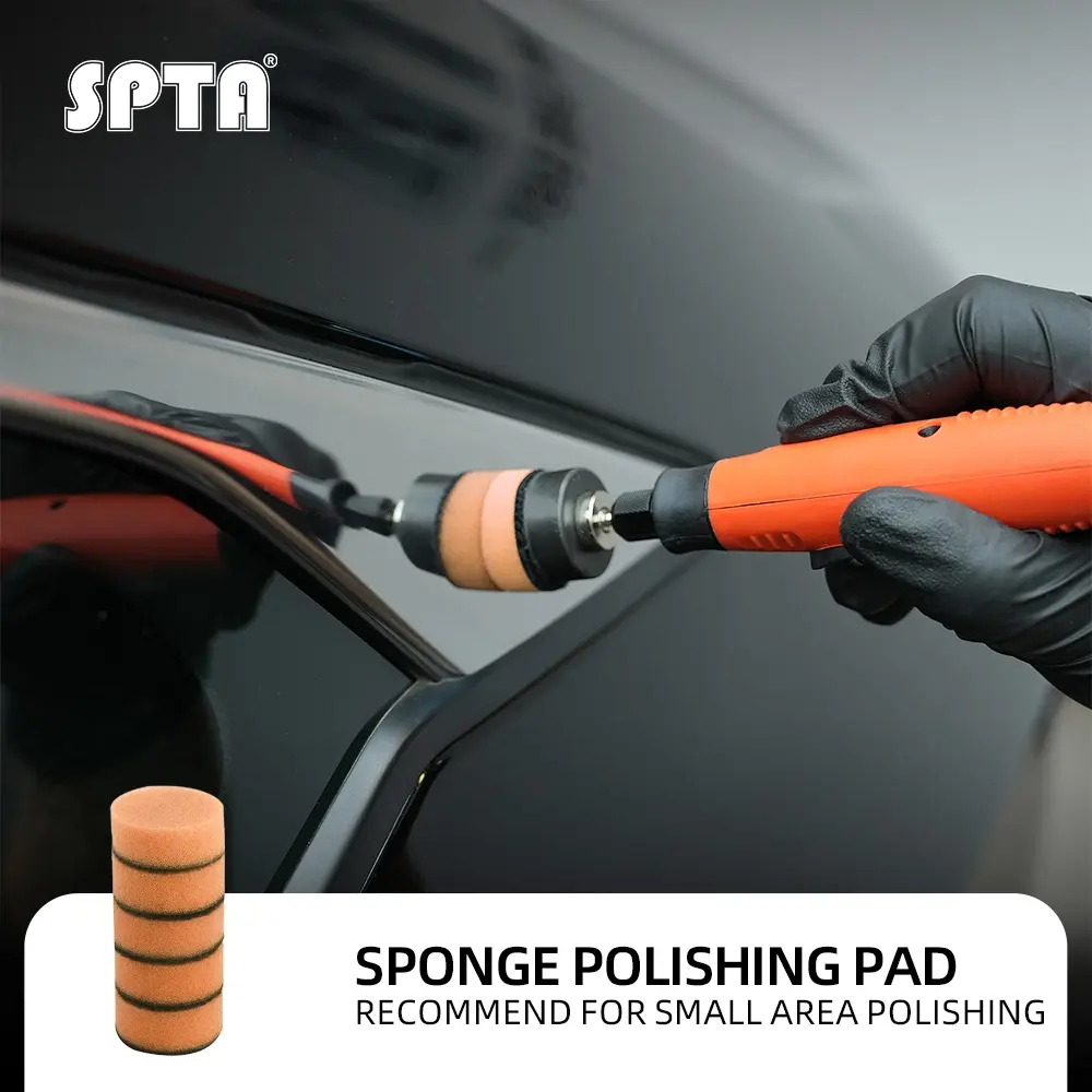 SPTA 5Pack 2Inch Orange Heavy Cut Polishing Pad for Car Buffer Polisher Compound Polishing Sponge Pads, Compounding, Polishing,Remove 1200#/1500# Sanding Marks For Car  Detailing, Tight Areas and Small Spaces