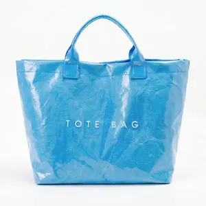 Trendy Vintage Letter Print Tote Bag, Aesthetic Glossy Lightweight Handbag, Large Capacity Waterproof Commute & Work Bag