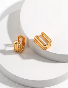 Geo-Luxe Rectangle Huggie Earrings