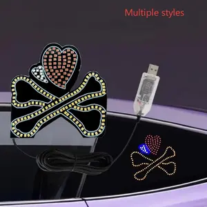 Heart Shape Design Reddish Glow Car Window LED Decorative Light Trending Rear Window Mood Light for Romantic Vibe Car Light Embellishments Led Car Ambient Light