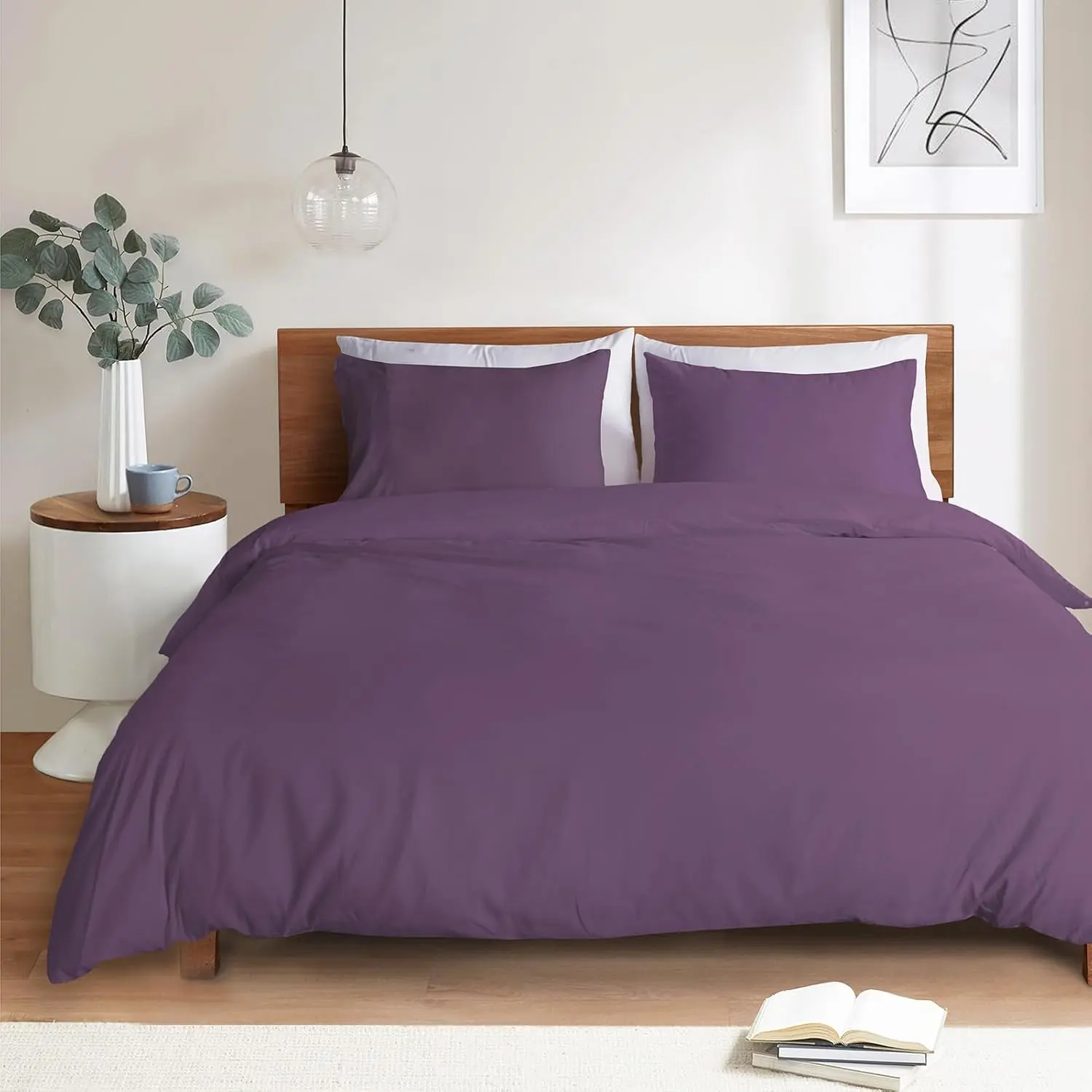 Purple Duvet Cover Queen Size – Queen Duvet Cover - and Comforter Cover with Closure, 3Pieces, 1 Duvet Cover (90x90") and 2 Pillow Shams(20x26")