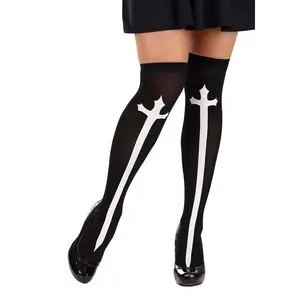 Gothic Cross Thigh High Stockings
