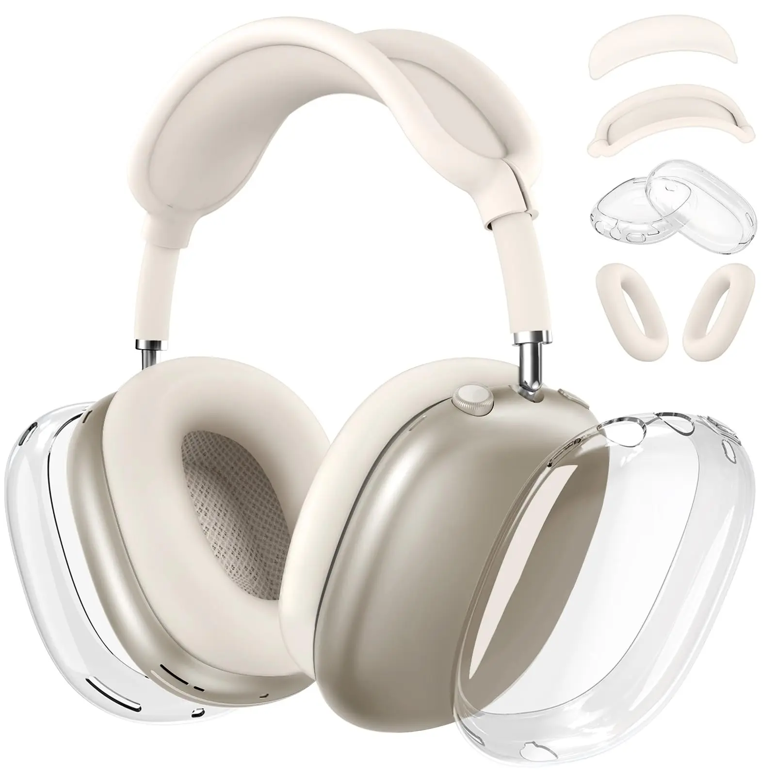 [4 in 1] Silicone Case Cover Protection for AirPods Max Headphone, Clear Soft Tpu Ear Cups Cover, Ear Pad Case Cover, Headband Cover, Transparent Accessories