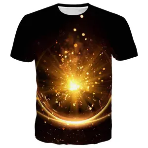 Unisex Black T-Shirt with Golden Supernova Explosion Print – Ideal for Festivals, Parties, Casual Nights | Cosmic Galaxy Design for Men & Women