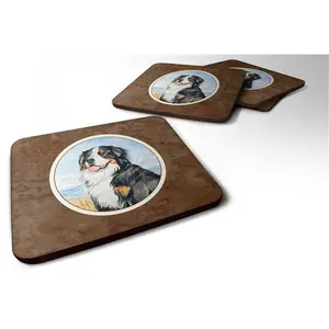 212 MAIN Bernese Mountain Dog Foam Coasters - 4-Piece Heat-Safe Insulated Kitchenware Set, Mommas Love Design, Permanent Dye, Fade-Proof Home Table Accessory