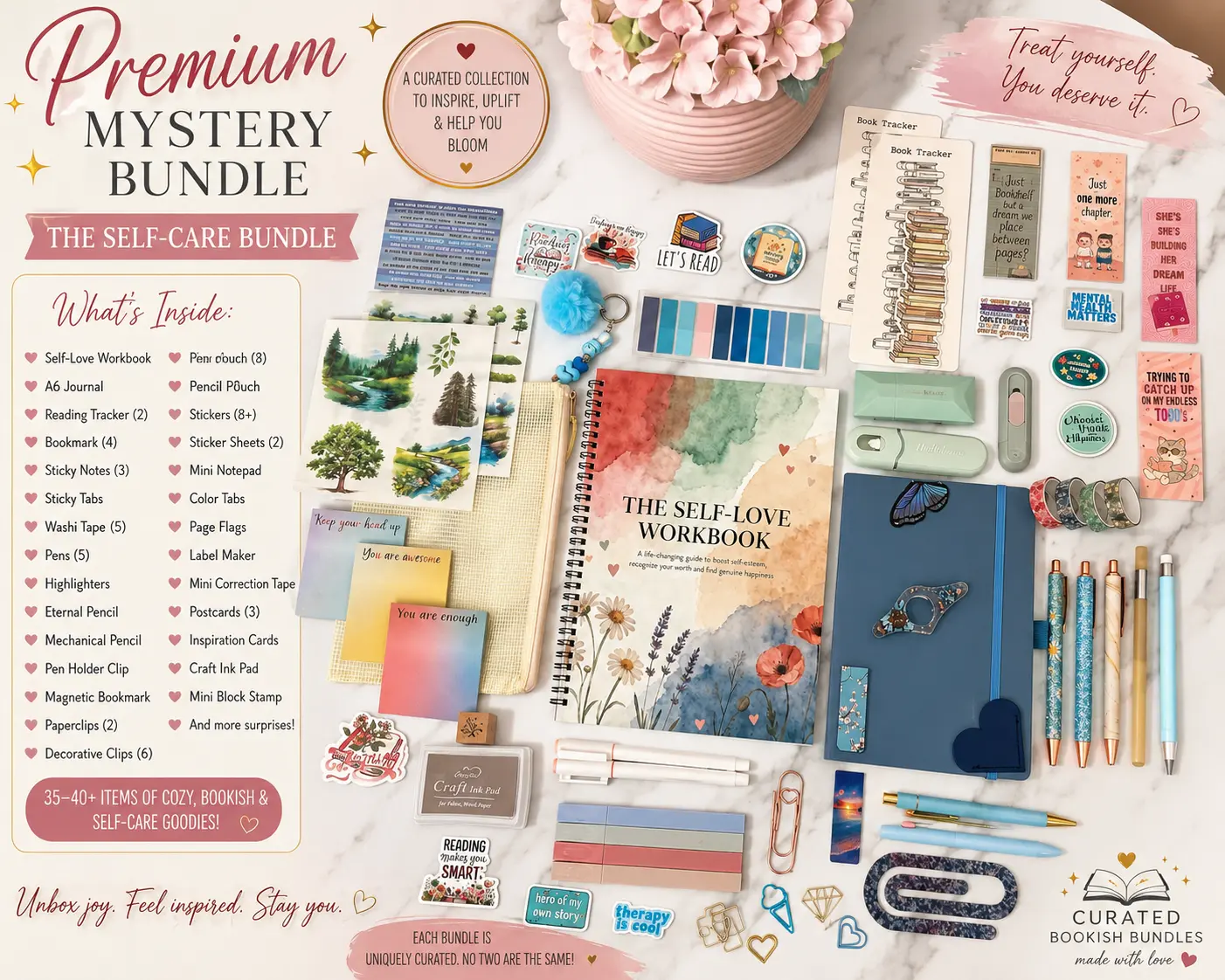 Self Care Mystery Gift Bundle | Premium Journal & Stationery Box | Cozy Gift for Her