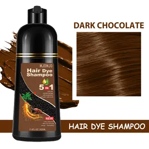 Natural Dark Chocolate Brown 5-IN-1  Hair Dye Shampoo, Instant Hair Color Shampoo for Men Women, Brown Hair Dye Colors in Minutes for All Hair Types 16.9 Fl Oz (Dark Chocolate)