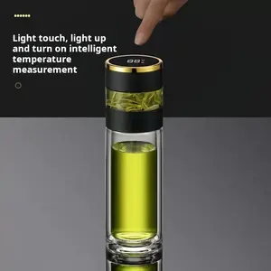 TEAKEEPER Pro Smart Glass Tea Tumbler with LED Display, Gravity-Activated Separation, AI Memory, Vibration Alerts, Dual-Wall Vacuum Insulation, 420ml Capacity, USB-C Rechargeable