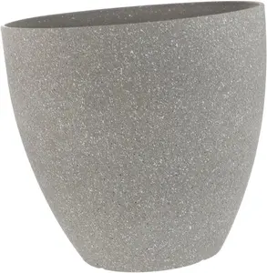 Colourtree Light Grey Simulated Stone Flower Pot Stylish Resin Planter with Drainage Holes and Resin Tray, 11.8”(Upper D)x 7.1”(Bottom D) x 11.8”(H)