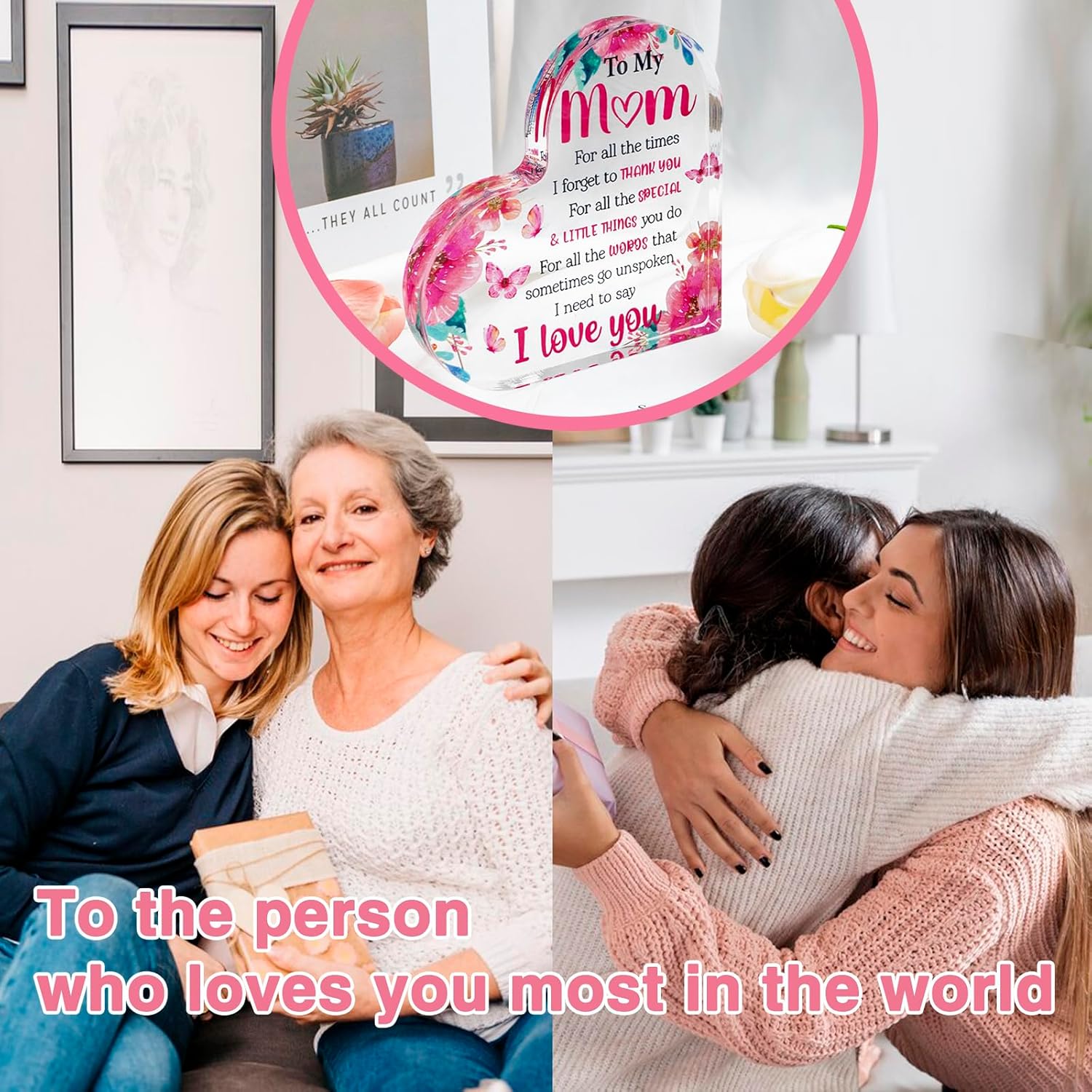 Heart-shaped acrylic block for mom – a thoughtful Christmas stocking stuffer or gift for Mother's Day, birthday, or any special occasion! Heart-shaped acrylic block for mom – a thoughtful Christmas stocking stuffer or gift for Mother's Day, birthday, or any special occasion!