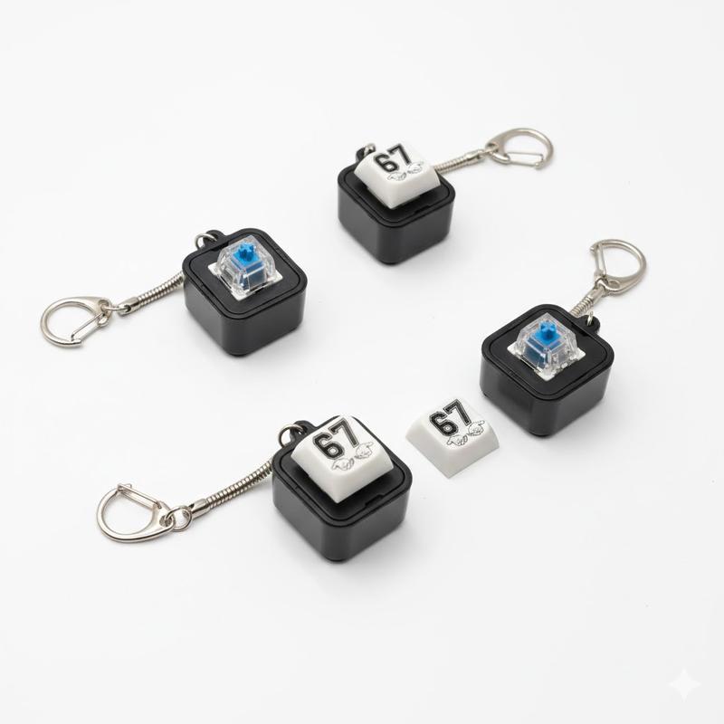 67 Sound Button Keychain Desk Rechargeable Everyday Carry Toy, Light-Up Rechargeable Collectible, IYKYK kid Gift