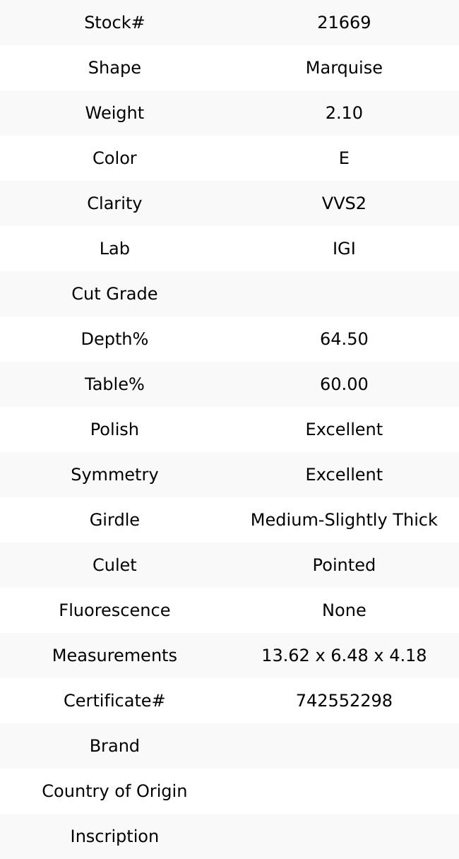 2.10 ct E VVS2 Marquise