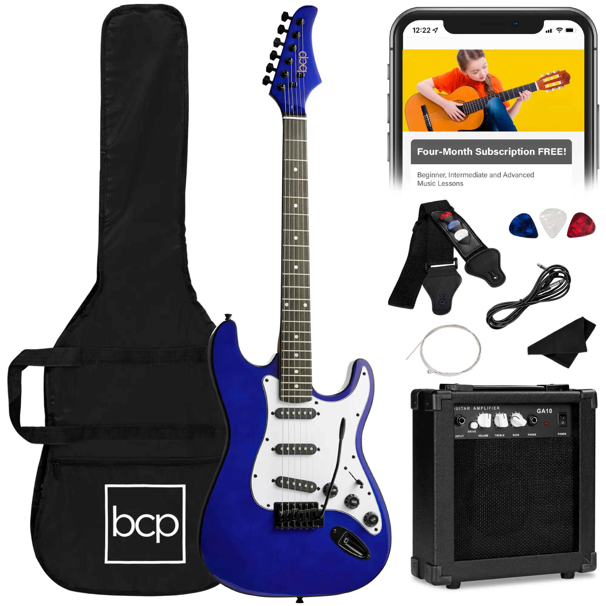 Best Choice Products 39in Full Size Beginner Electric Guitar Kit with Case, Strap, Amp, Whammy Bar Best Choice Products 39in Full Size Beginner Electric Guitar Kit with Case, Strap, Amp, Whammy Bar