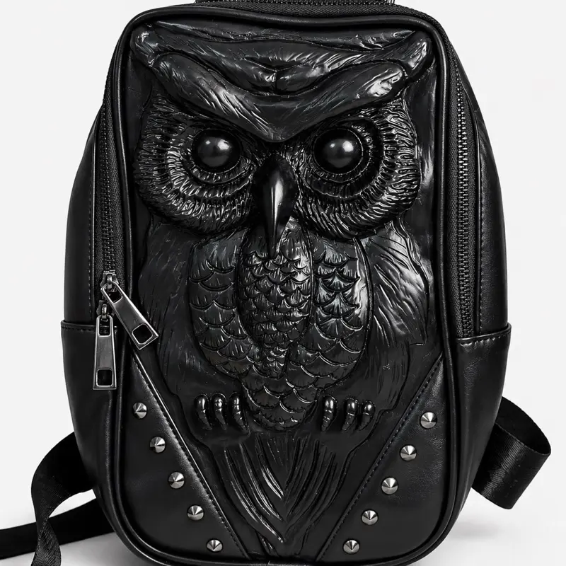 Owl Face Shadow Animal Character Backpack - Premium 3D Designer, Casual Chic, Everyday Carry Bag for Adults, Long Trip (Luggage & Bags Category, SKU:3187)