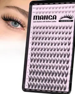Bunny Lash Clusters Natural Spiky Eyelash Extension 10-16mm Cluster Lashes Manga Eyelash Clusters with Bottom Lashes Clusters C Curl Pestañas Postizas Naturales Individual Lashes