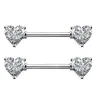 2pcs 14g Surgical Steel Nipple Ring Barbell Heart Cz Women's Nipple Rings Piercing Shield Body Jewelry Body Piercings, Geometric Style, All Seasons