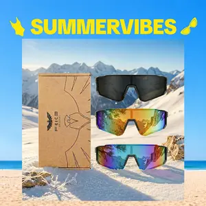 【SummerVibes】FEICE 3-Pack 1-Piece Windproof Goggles - Men’s Sunglasses, Sunglasses for Women - Biking, Skiing Eyewear with Blue-Black Lenses, Outdoor Sports Eyewear, Sports Cycling Sunglasses