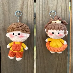 Couple Crochet Keychain for Him & Her Handmade, Cute Design with Keyring Attachment