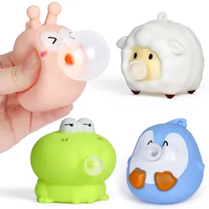 Mini Tudou Stress Ball Toy Squeeze Bubble Soft Rubber Cute Cartoon Animals Anxiety Relief Reduce Stress Ball Toy For Adult Children Gift