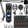 BM800 Podcast Microphone Bundle, USB Rechargeable Condenser Studio Microphone with V8 Sound Card, Professional Audio Equipment for Laptop Computer Vlog Live Streaming, Recording, Wired Recording, Accessory, USB Audio Interface