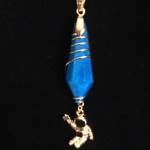 Jewelry Space Man Reach for the Stars Necklace with Blue Astronaut Pendant and Gold Chain