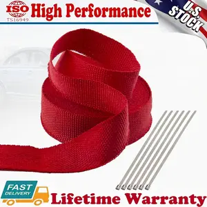 2" Exhaust Heat Wrap Roll for Motorcycle Fiberglass Heat Shield Tape Red Color Valentine's Gift for Men