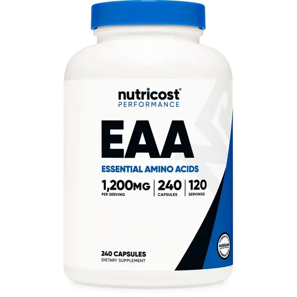 Nutricost Organic Essential Amino Acid (EAA) Dietary Supplement Capsules - NSF Certified, Gluten-Free EAAs Mix, 1200mg Per Serving, 240 Count, 120 Servings, for Youth Optimum Fitness Support
