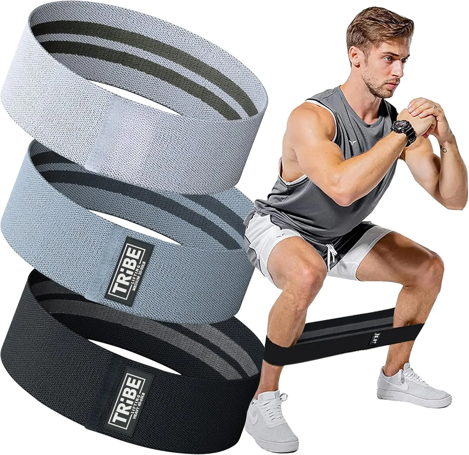 Fabric Resistance Bands for  - Workout Bands Resistance Bands for Men and Women - Booty Bands for Working Out - Exercise Bands Resistance Bands Set - Elastic Bands for Exercise