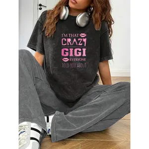 Casual Round Neck Tee for Men & Women – I'm That Crazy Gigi Cotton T-Shirt