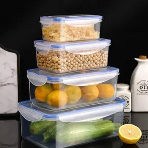 Food storage containers, set of 4 transparent fruit and vegetable storage boxes with lids, suitable for home kitchens, picnics, dorms, and offices; food freshness containers, tableware.