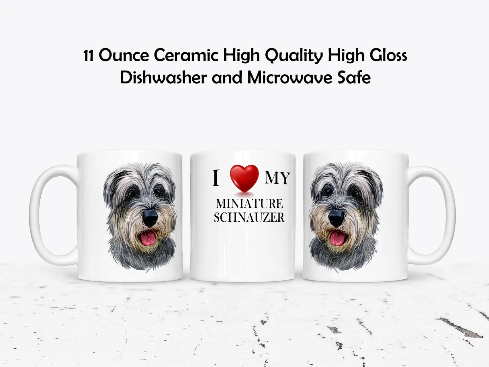 The Brightener Group Custom Miniature Schnauzer Mug - Personalized Pet Name Drinkware, 11/15 oz High-Gloss Ceramic, Dishwasher & Microwave Safe