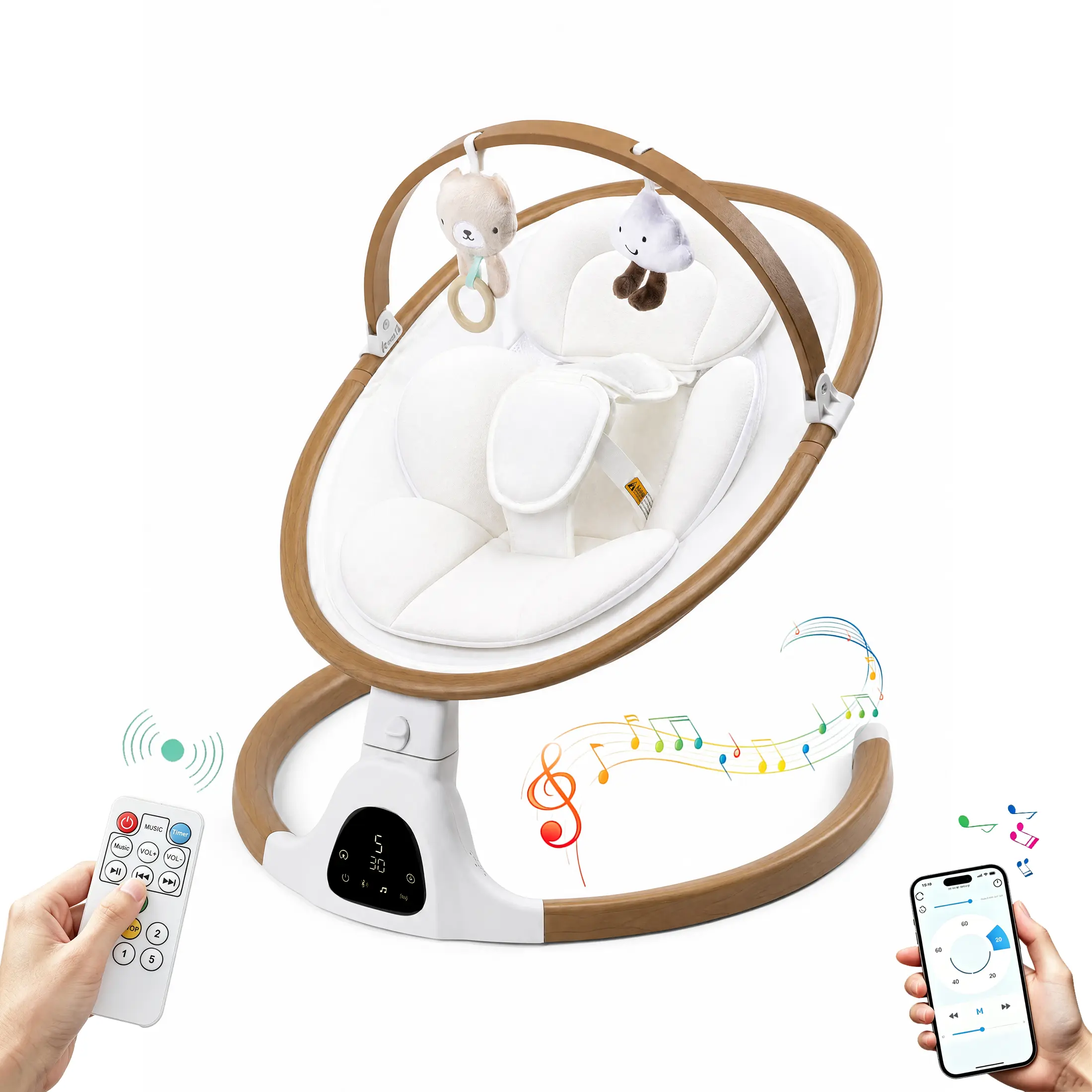 Baby Swing for Infants, Infant Swing with 5 Swing Speed, Built-in Lullabies, 5-Point Harness, Electric Infant Swing with Bluetooth for Indoor & Outdoor Use (Pink)