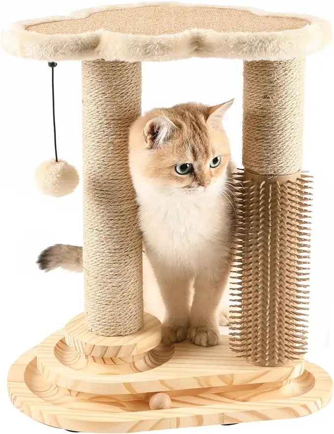 MADE 4 PETS Made4Pets Cat Scratching Post, 17.5" Tall Natural Sisal for Indoor Cats, Cloud Soft Perch for Rest Kitten