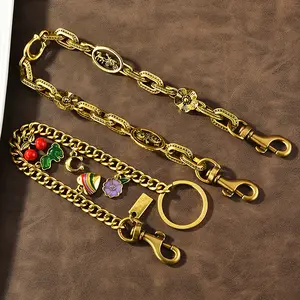 1pc Hot New Shining Cherry Keychain Bag Charm Colorful Fashion Car Key Chain Metal Flowers Key Ring Exquisite Souvenirs