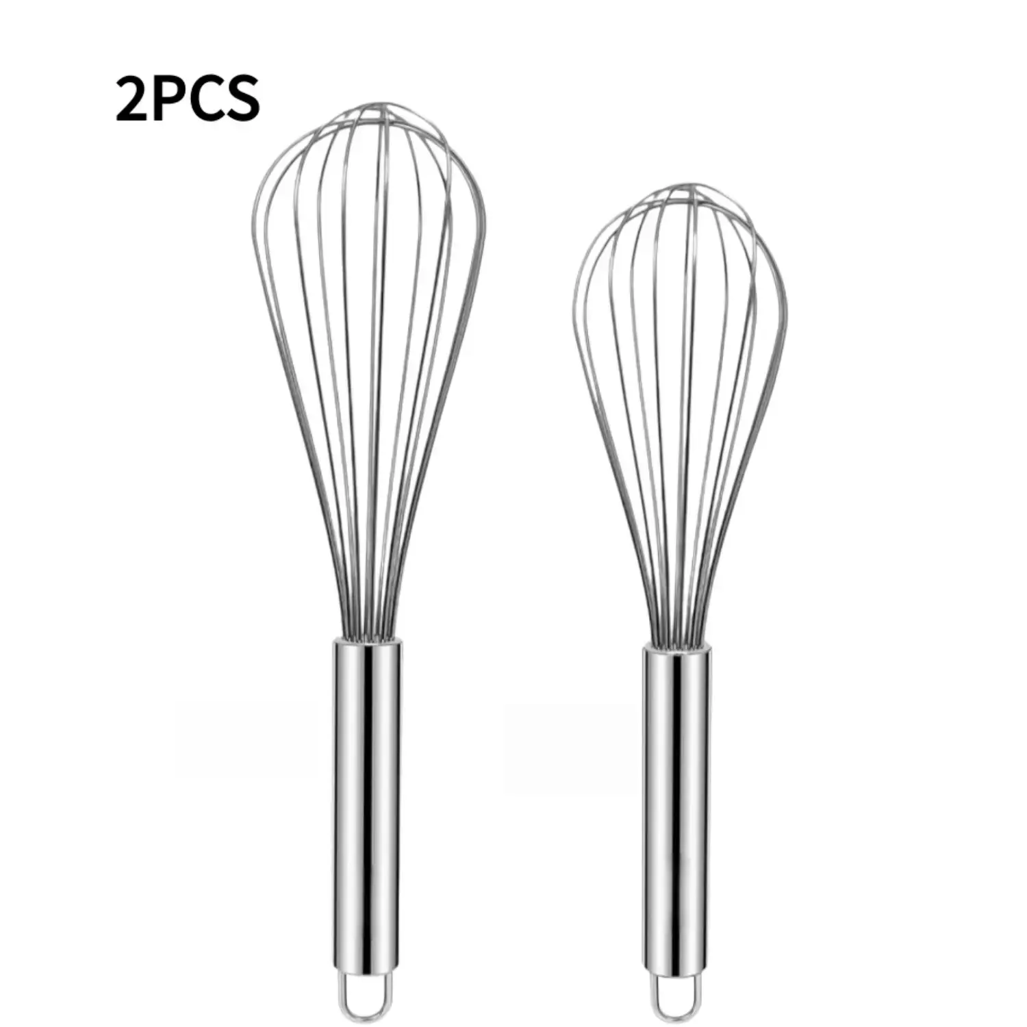 2pcs Stainless Steel Stirrers Wire Whisk 10 Inch & 12 Inch Kitchen Mixers Egg Beaters for Cooking Mixing Blending, Durable Kitchen Utensils, Home Baking Supplies, Baking Essentials, Baking Accessories
