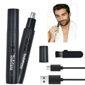 Rechargeable Nose Hair Trimmer For Men Women，Portable Painless Eyebrow Facial Electric Shaver, USB Charging Personal Care Accessories Removal Device Dual Edge Blades Clipper Compact