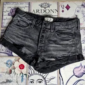 We The Free, Free People Black Cuffed High-Rise Shorts