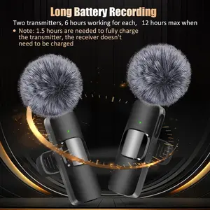 Wireless Mini Clip-On Mics 2-Pack for iPhone, Plug-and-Play Design, Studio-Quality Clear Sound, Dual Mic System & All-Day Battery, Ideal for Content Creators & Gamers