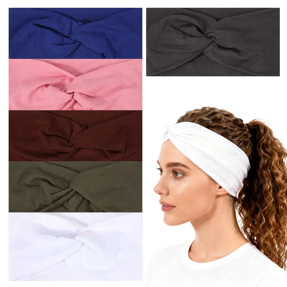 Women's Extra Wide Headbands (6-Pack, 8.27x3.98in) - Large Thick Turban Head Wraps, Non-Slip Boho Bandana Hair Accessories for Workout Yoga (Motorcycle Protective Gear Compatible)